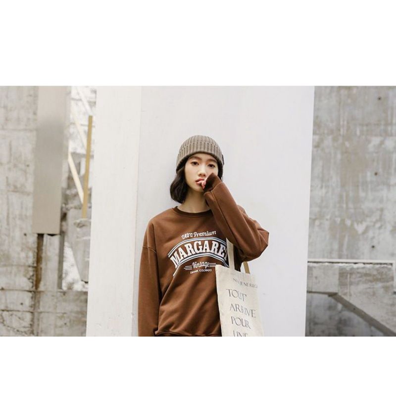 ANCW SWEETER PREMIUM CREWNECK SWEATER WANITA BARU MARGARET SWEATER BAHAN FLEECE KOREAN STYLE