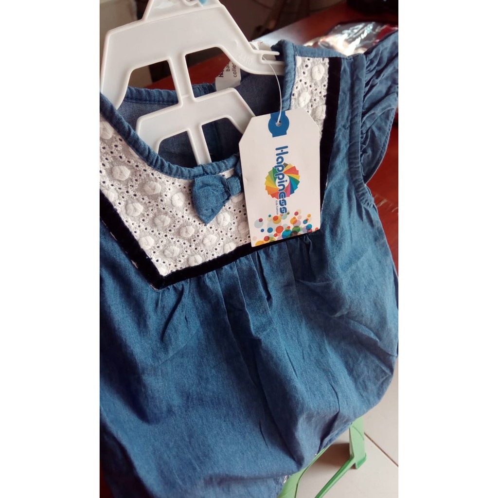 Romper Jumper Anak Bayi Jeans Pita Renda Import