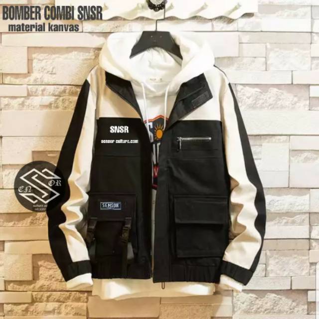 Jaket bomber combi Jaket Canvas Premium Original|Jaket Cowok|Jaket Distro Casual|Jaket casual sensor