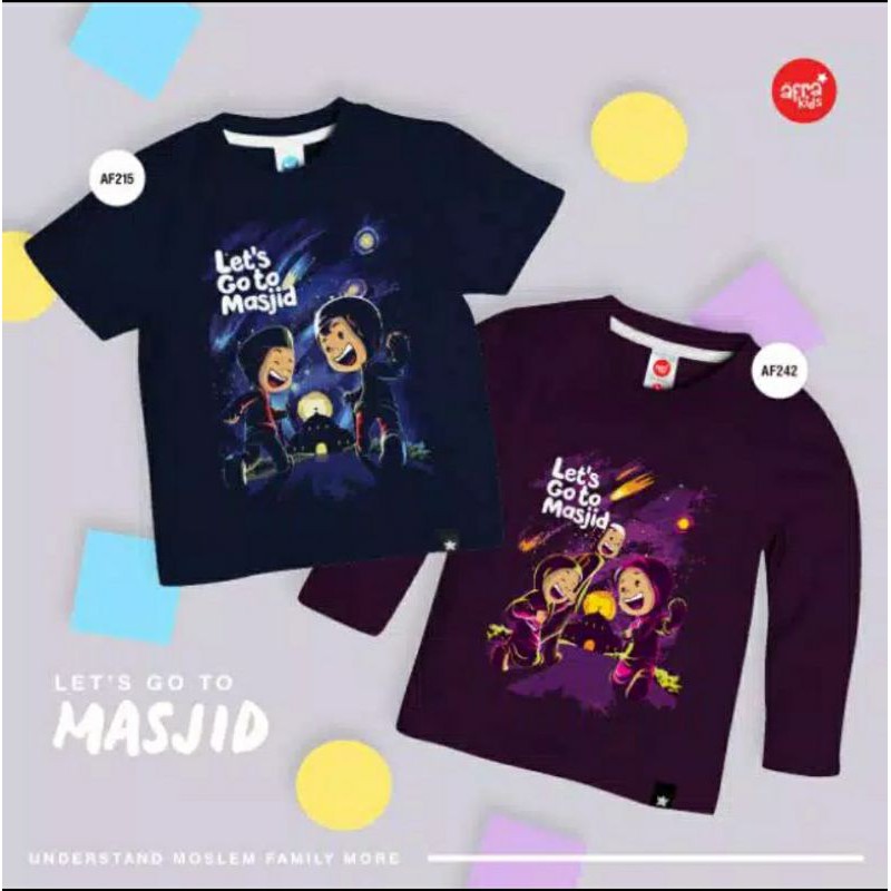 BIG PROMO Kaos Afrakids AF242 &quot;Let's Go to Mesjid&quot; Lengan Panjang