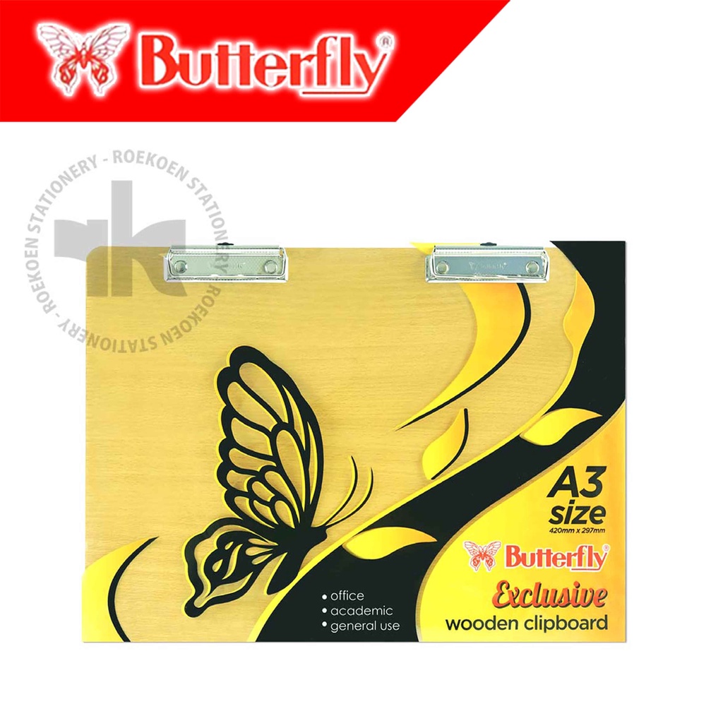 

Butterfly Clip Board Kayu A3 Wooden 45x33cm