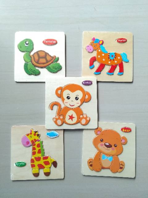 Puzzle Petak Kayu Jigsaw 3D Animal Mainan Edukasi Anak