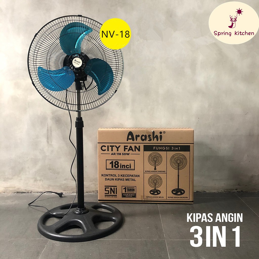 NEW VIVA Kipas angin besi 3 in 1 cyclone meja dinding berdiri 18 inch - duduk - dinding - berdiri