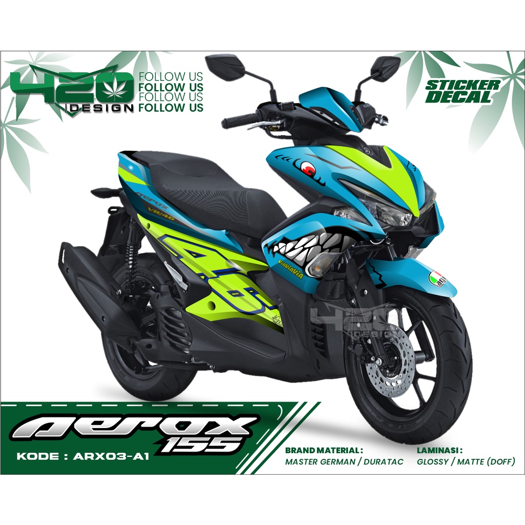 Stiker Dekal Yamaha Aerox 155 Variasi Biru Kuning - Aksesoris Sticker Decal Yamaha Aerox Custom Desa
