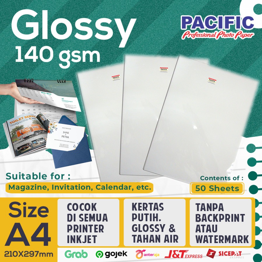 Jual Kertas Foto Glossy Photo Paper A4 140 Gsm Pacific Blank Isi 50 Lbr