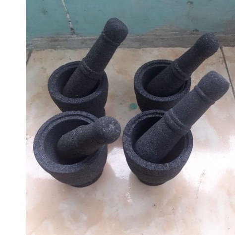 4 BUAH LUMPANG BUBUT BATU ALAM MUNTILAN ASLI 8CM HOBBY KOLEKSI PERLENGKAPAN DAPUR