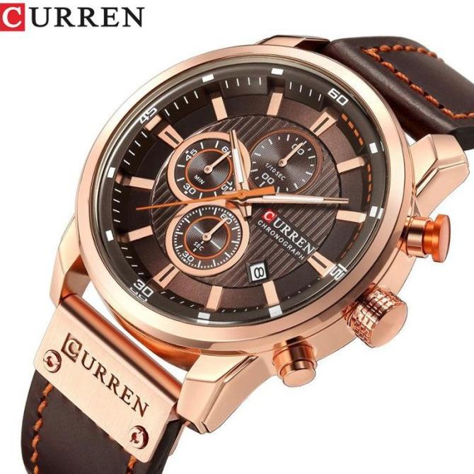 RECOMENDED CURREN 8291 ORIGINAL JAM TANGAN PRIA TALI KULIT CHRONO AKTIF