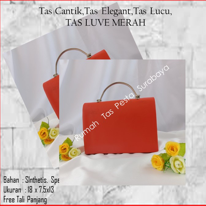 Tas Cantik,Tas Elegant,Tas Lucu,TAS LUVE MERAH