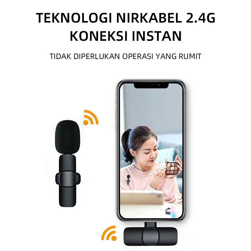 Mikrofon Nirkabel Lavalier Mic Portabel Audio Video pembuatan Rekaman Wireless Microphone HP Klip Untuk IPhone Android