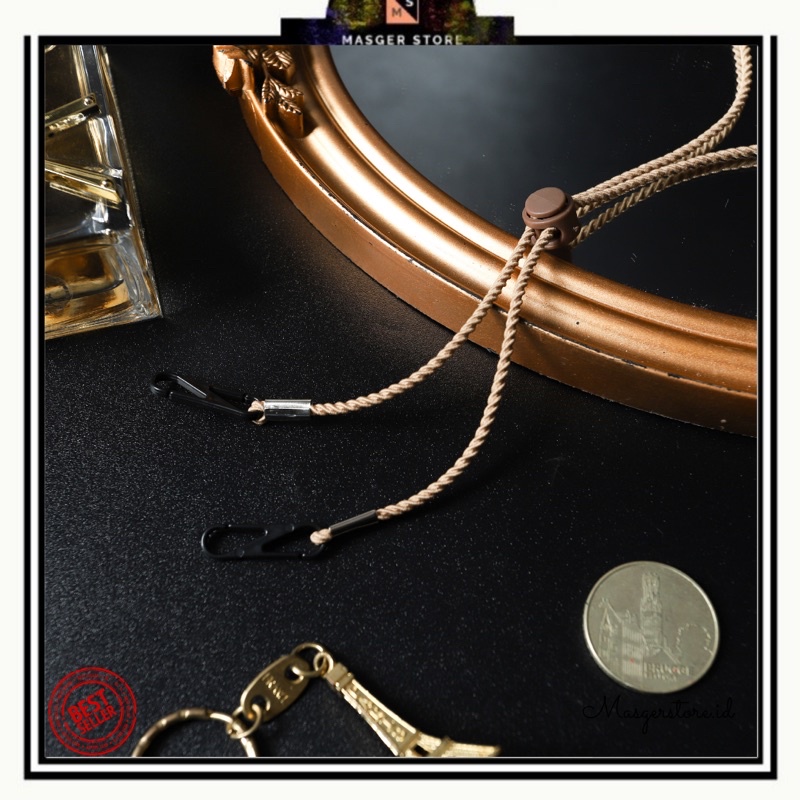 Kalung Masker Hijab 2in1 Strap Masker Elastis Stretchy Tali masker Kalung Strap Mask Hijab Strap Mask Premium-Ulir Stretch Mocca