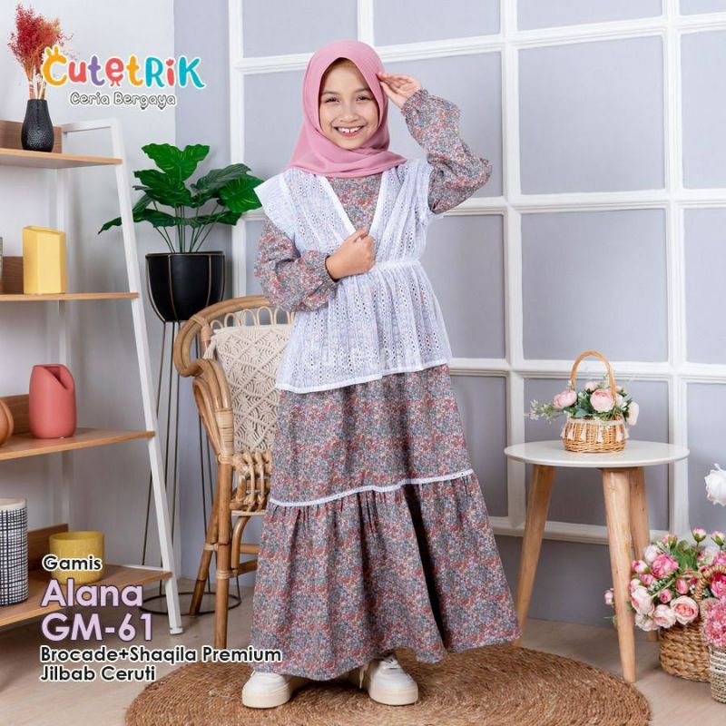 (Brukat bisa dilepas) Gamis Alana GM-61 | Original by Cutetrik | Set Gamis Anak Brukat Bolero