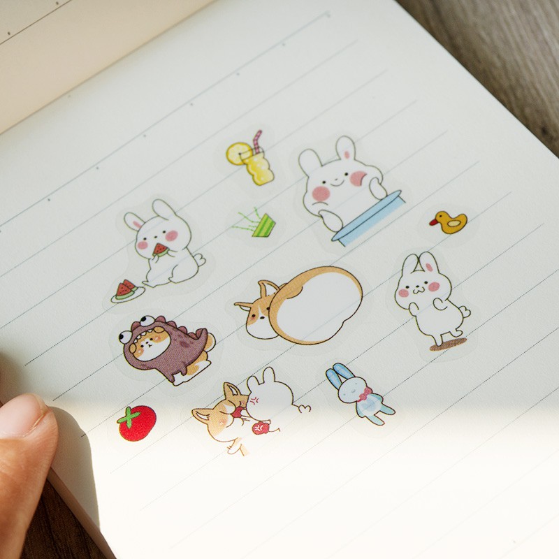 

PUPPY AND RABBIT DIARY DECO STICKERS