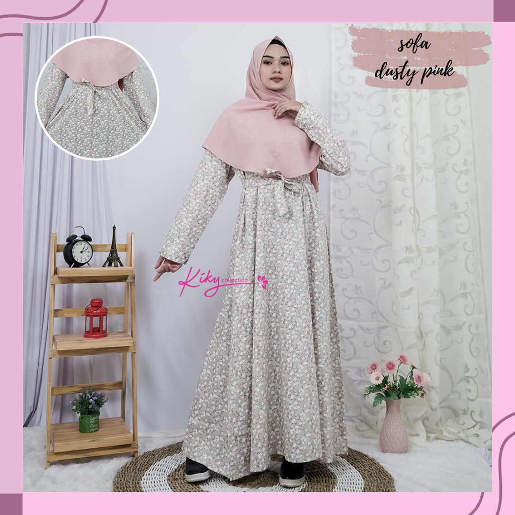 Baju Muslim Wanita Bahan Katun Jepang Original Cantik Basic Sofa Bata Dusty Pink, Pink, Ungu Size XX