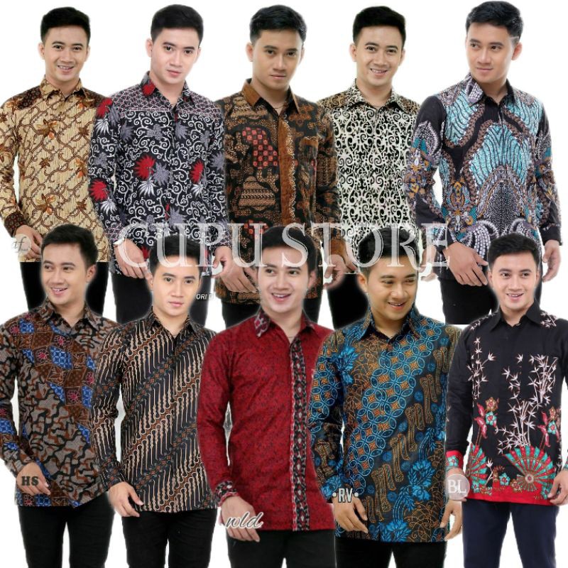 KEMEJA BATIK PRIA LENGAN PANJANG SIZE M L XL XXL  BSWART BatiK HRB026 Kenongo Hem Panjang Padi