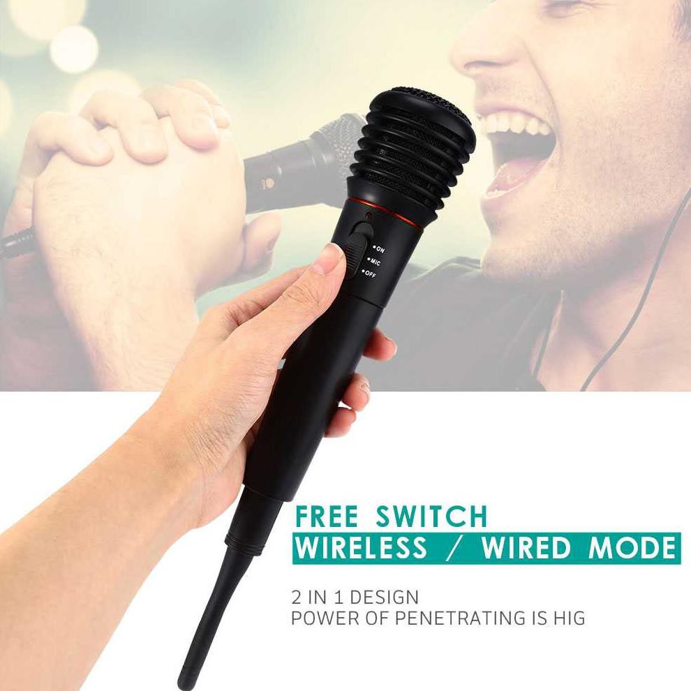 Terlaris Mikrofon Profesional 2 In 1 Wireless Wired - Wm-308