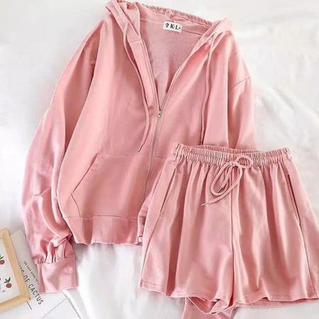 BEFAST - ZEC Setelan JIHYO / Set Jaket Hoodie / Setelan Wanita Jaket / Set Wanita Bisa Untuk Olahraga / Set Atasan Sweater+Celana Pendek / Setelan Santai / Setelan Kekinian Remaja / Set Terlaris / Setelan Polos