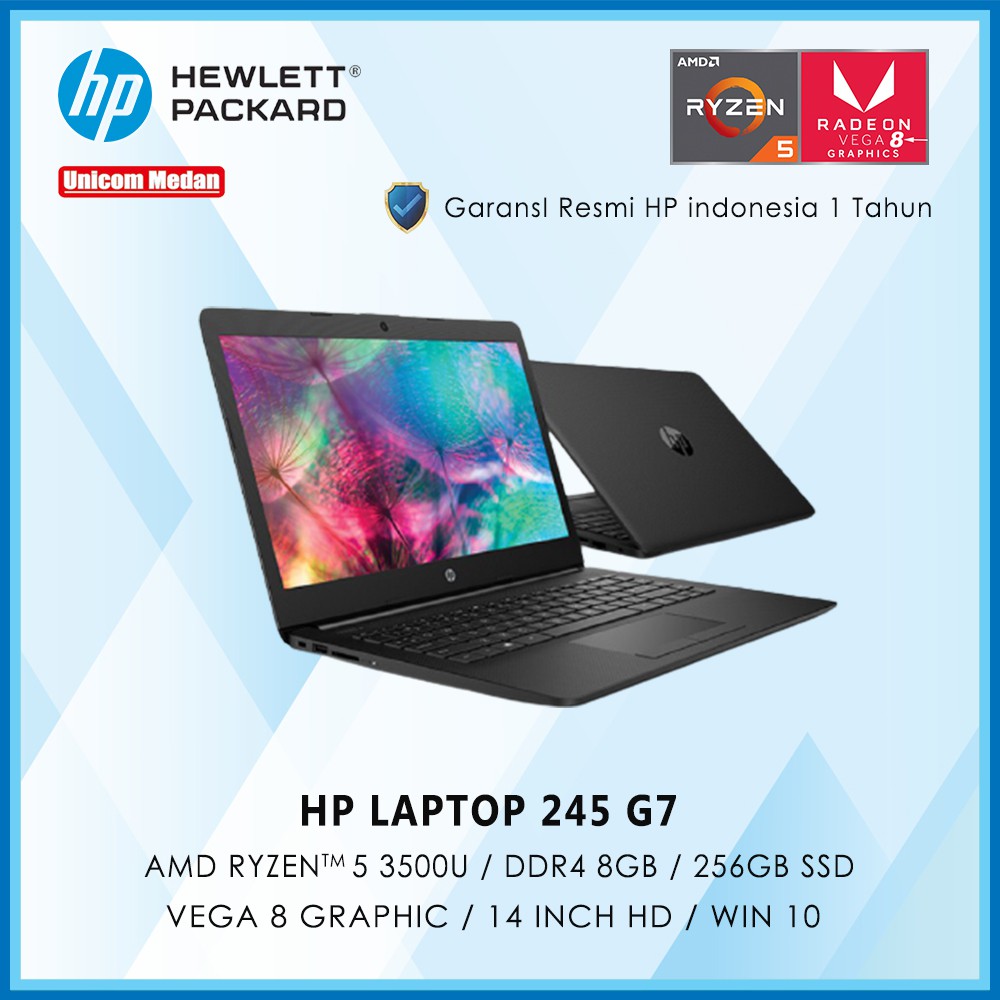 LAPTOP HP 245 G7 - RYZEN 5-3500U 8GB 256GB VEGA 8 WIN10 14&quot;HD