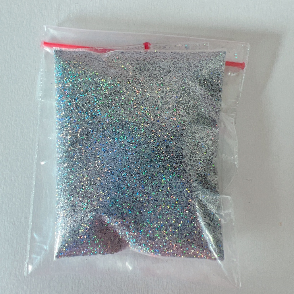 Sparkle Glitter HOLOGRAM SILVER 8 gr Stabilo Powder Serbuk Warna Warni Eceran Sablon Resin Pernak Pernik Hiasan Bubuk Padat DIY Kerajinan Kesenian Art Prakarya Seni Perlengkapan Bahan Face Craft Crafting Paint Painting Color Grosir Prakarya Malang