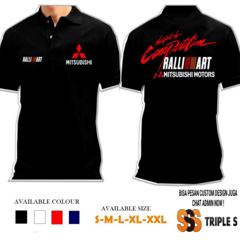 KAOS KERAH/ POLO SHIRT RALLI ART MITSUBISHI MOTORS THE SPIRIT OF COMPETITION