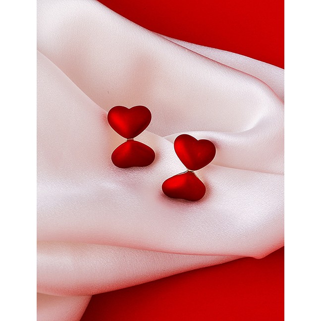 LRC Anting Tusuk Fashion Red Love Alloy P71914