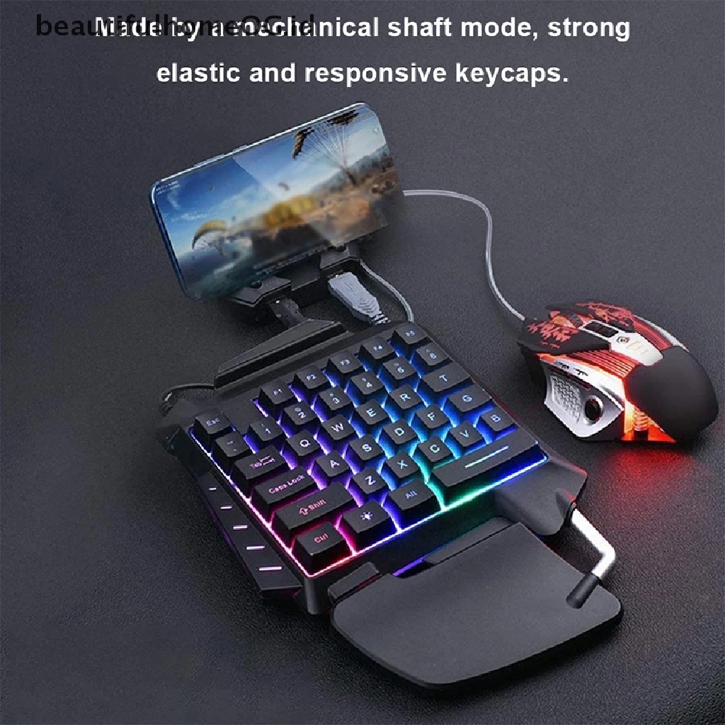 / / Beautifulhomeog.id / Keyboard Gaming Mekanikal Mini Satu Tangan Dengan Backlight RGB