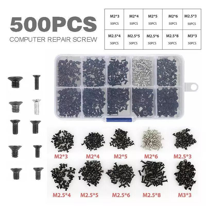 500 Pcs Baut Laptop ASUS ACER DELL LENOVO TOSHIBA Sekrup Komputer Notebook PC DVD HDD SSD M2 M2.5 M3