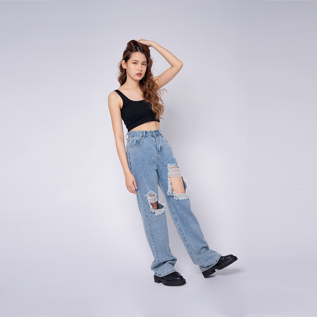 VIERLIN - Jeans 2502 - HIGHWAIST BAGGY RIPPED JEANS