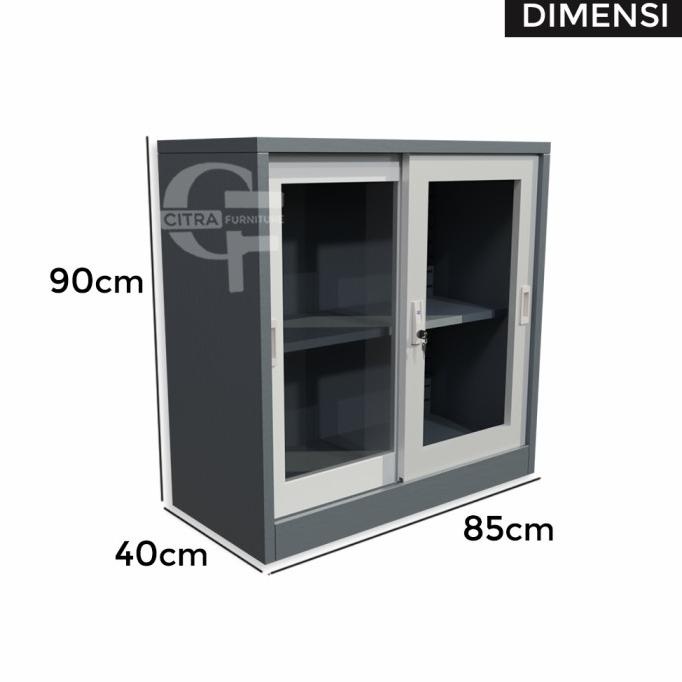 

BISA COD Lemari Arsip Besi 2 Pintu Sliding Kaca Pendek|Lemari sleding Kantor PROMOKode 2809