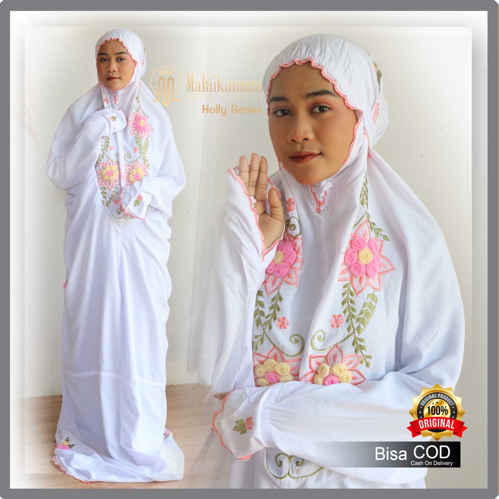Mukena Terusan Rayon Premium Mukena Dewasa Mukenah Lajuran Jumbo Bordir Tile Timbul Holly Series by 