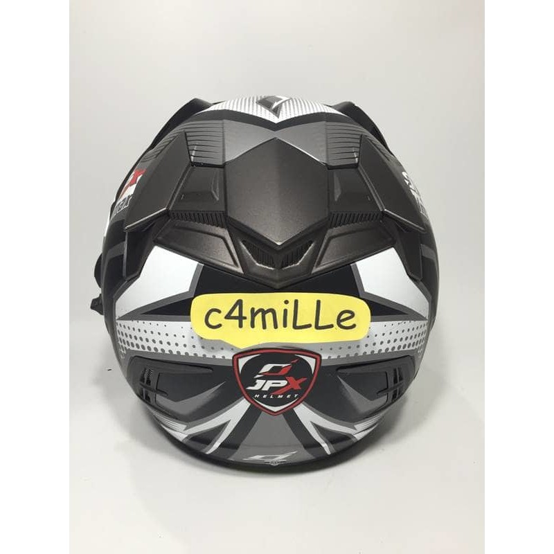 Unique HELM JPX SUPERMOTO NMAX WHITE BLACK DOFF DOUBLE VISOR HALF FACE TRAIL