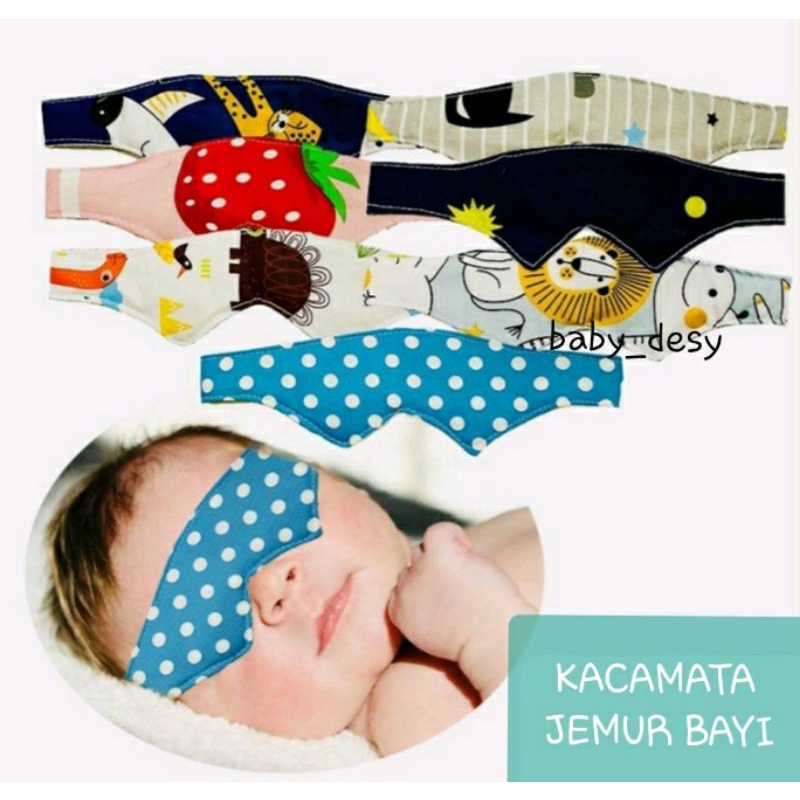 KACA MATA JEMUR BAYI JUMBO (MOTIF  BOLAK BALIK) / PENUTUP MATA BAYI ANTI SILAU / KAIN LEMBUT / EYE MASK BABY