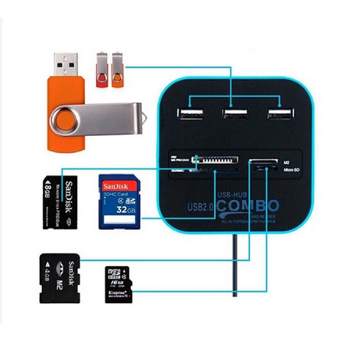 ITSTORE Combo Multi Card Reader + 3 USB HUB 2.0 Splitter