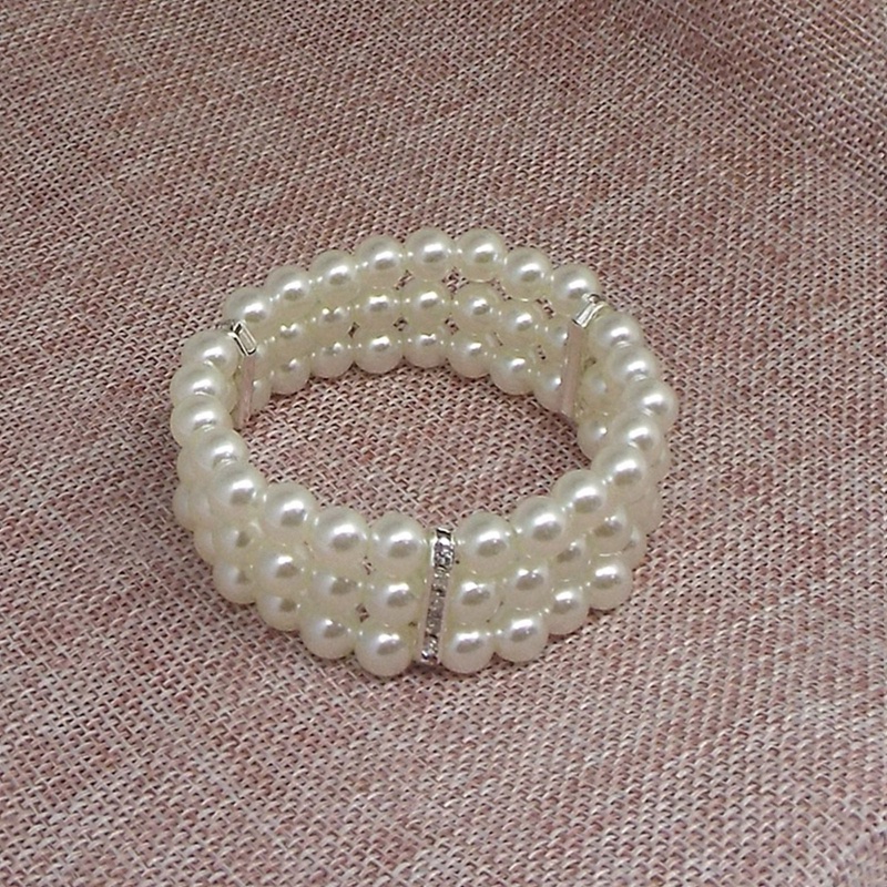 Gelang Mutiara Berlian Imitasi Multilayer Elastis Adjustable Gaya Korea Untuk Wanita