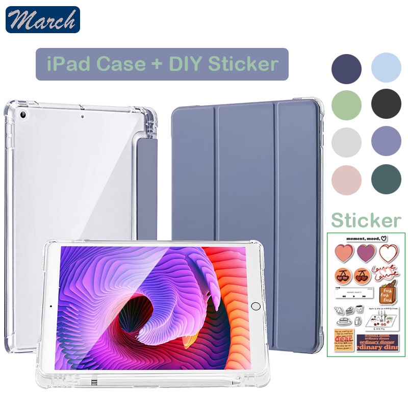 IPad Case for Air2 Air1 Auto 9.7inch Wake Sleep Silicone TPU Flip Cover for iPad 5th 6th iPad 2017 2018 Protective Shell with Pencil Holder Pen Slot iPad 9.7 Smart Case