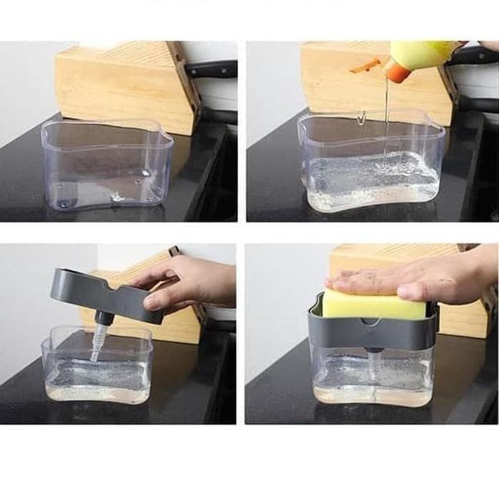 Hung Kai Pompa Sabun Free Sponge Caddy - Dispenser Sabun Cuci Piring