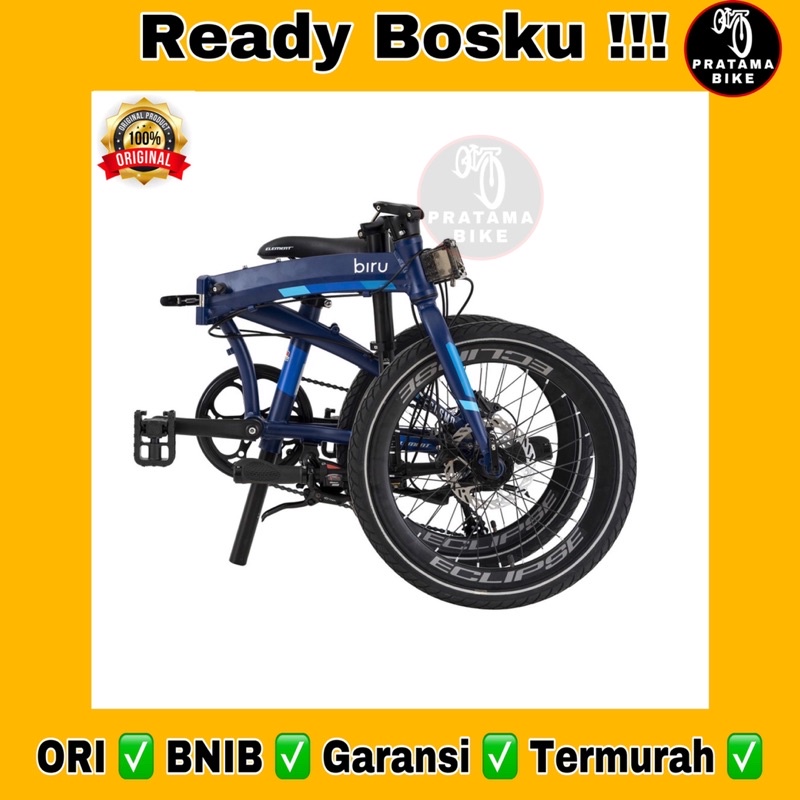 Sepeda Lipat 20 Element Ecosmo 8Speed Sensah Biru Alloy Hidrolik Terbaru
