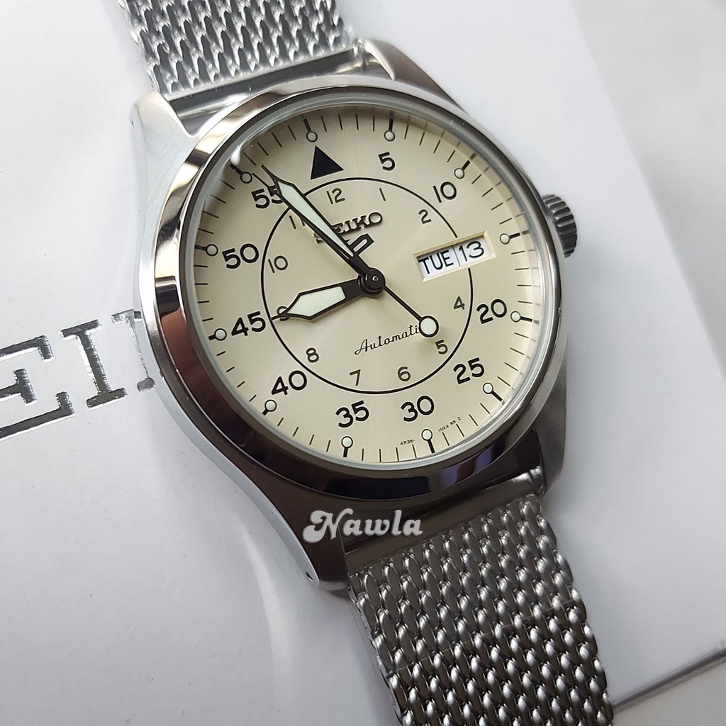 Seiko 5 Sports SRPH21K1 Flieger Beige Dial - Jam Tangan Pria SRPH21