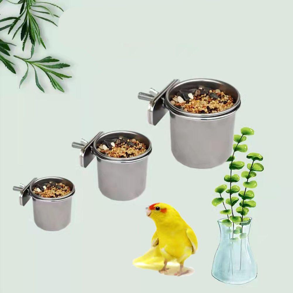 Suyo Mangkok Makanan Burung Parkit / Lovebird Gantung Bahan Stainless Steel