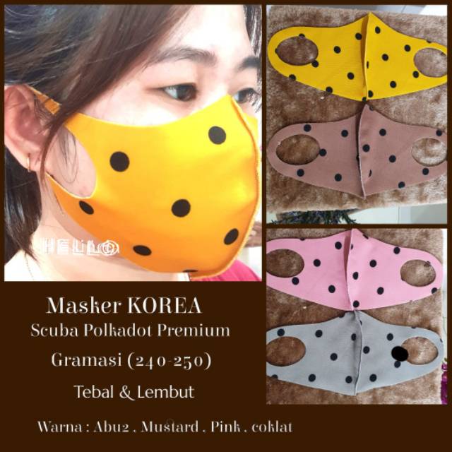 MASKER KAIN SCUBA MOTIF POLKADOT BAHAN PREMIUM KUALITAS BAGUS