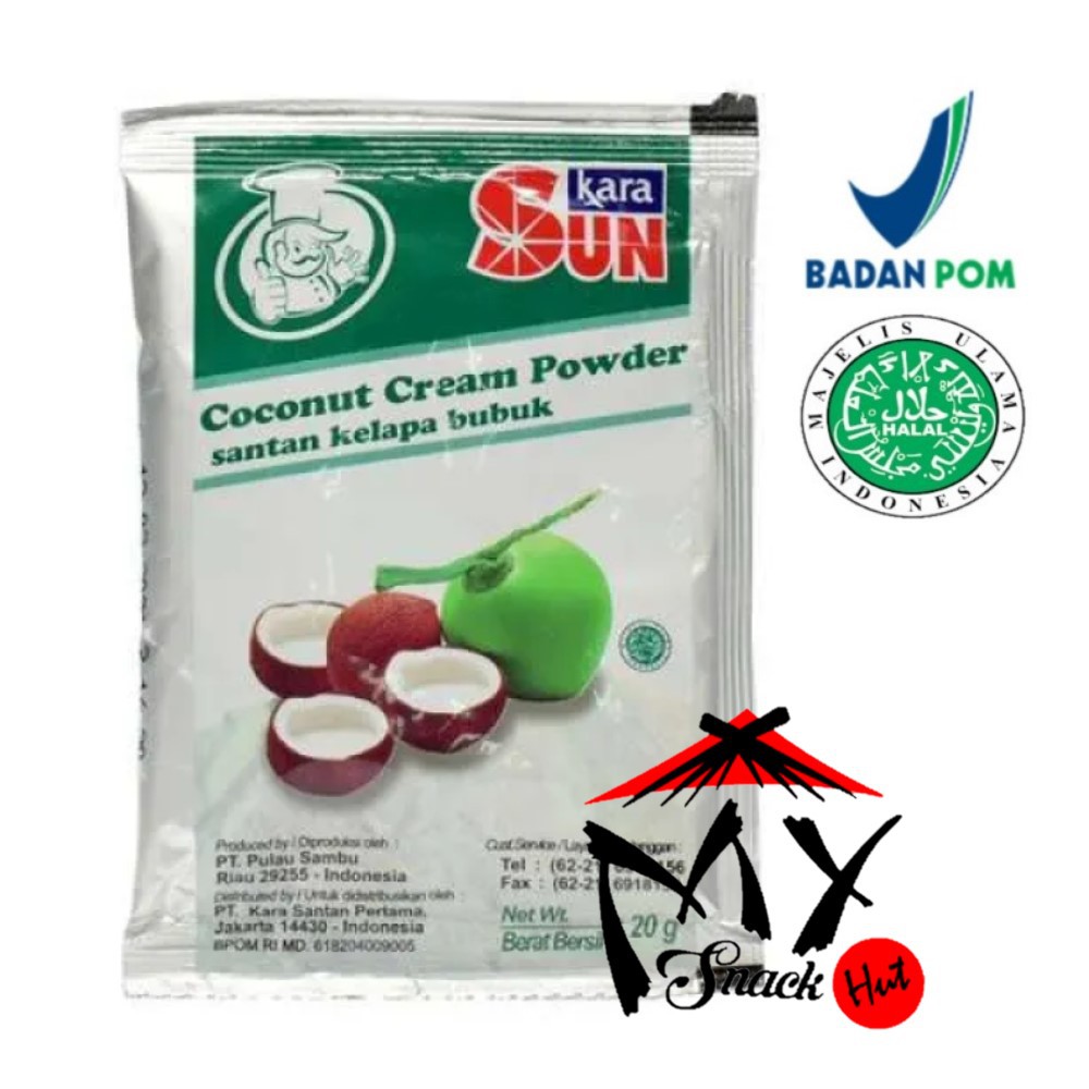 SUN SANTAN KELAPA BUBUK 20GR - KARA COCONUT CREAM POWDER - INDONESIA COCONUT MILK EXTRACT HALAL MUI