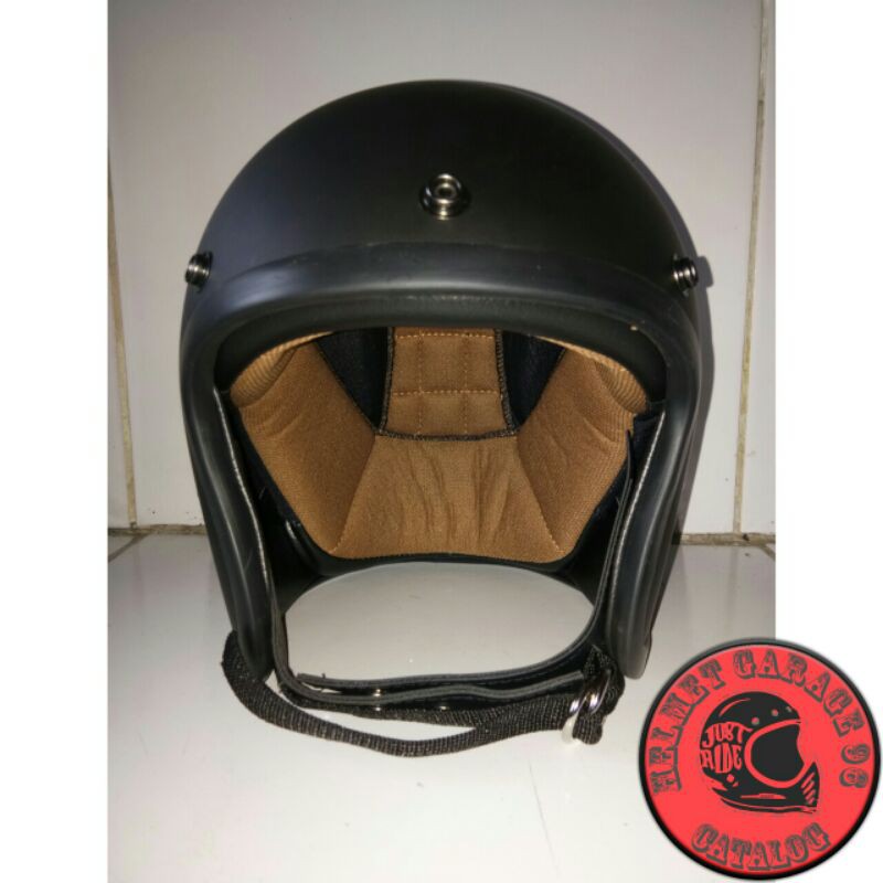 Jual Helm Slim Head warna hitam doff spon coklat | Shopee Indonesia