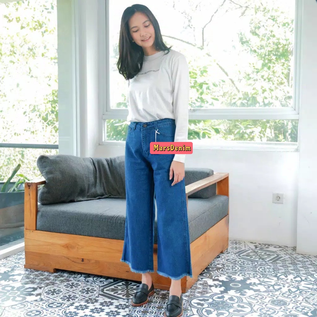 CELANA HIGHWAIST JEANS KULOT RAWIS WANITA CEWEK