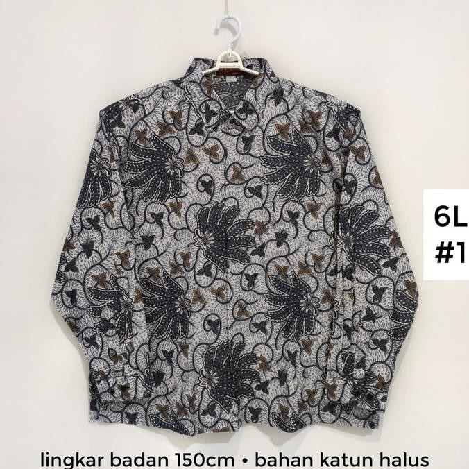 Kemeja Batik kemeja batik pria JUMBO 6L BIG SIZE lengan panjang hem batik jumbo - dua
