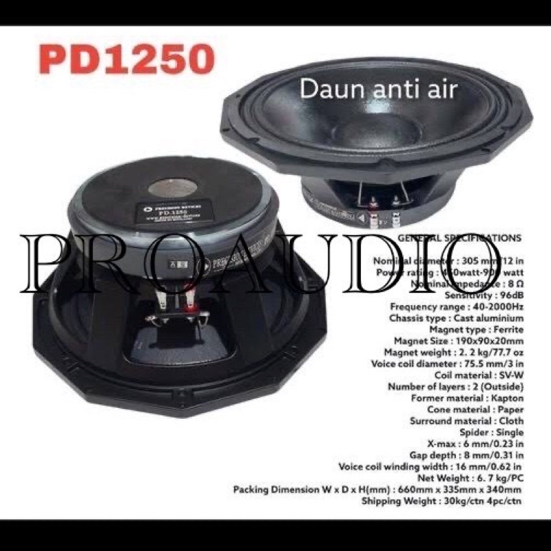 Speaker Komponen 12 Inch PD1250 PD 1250