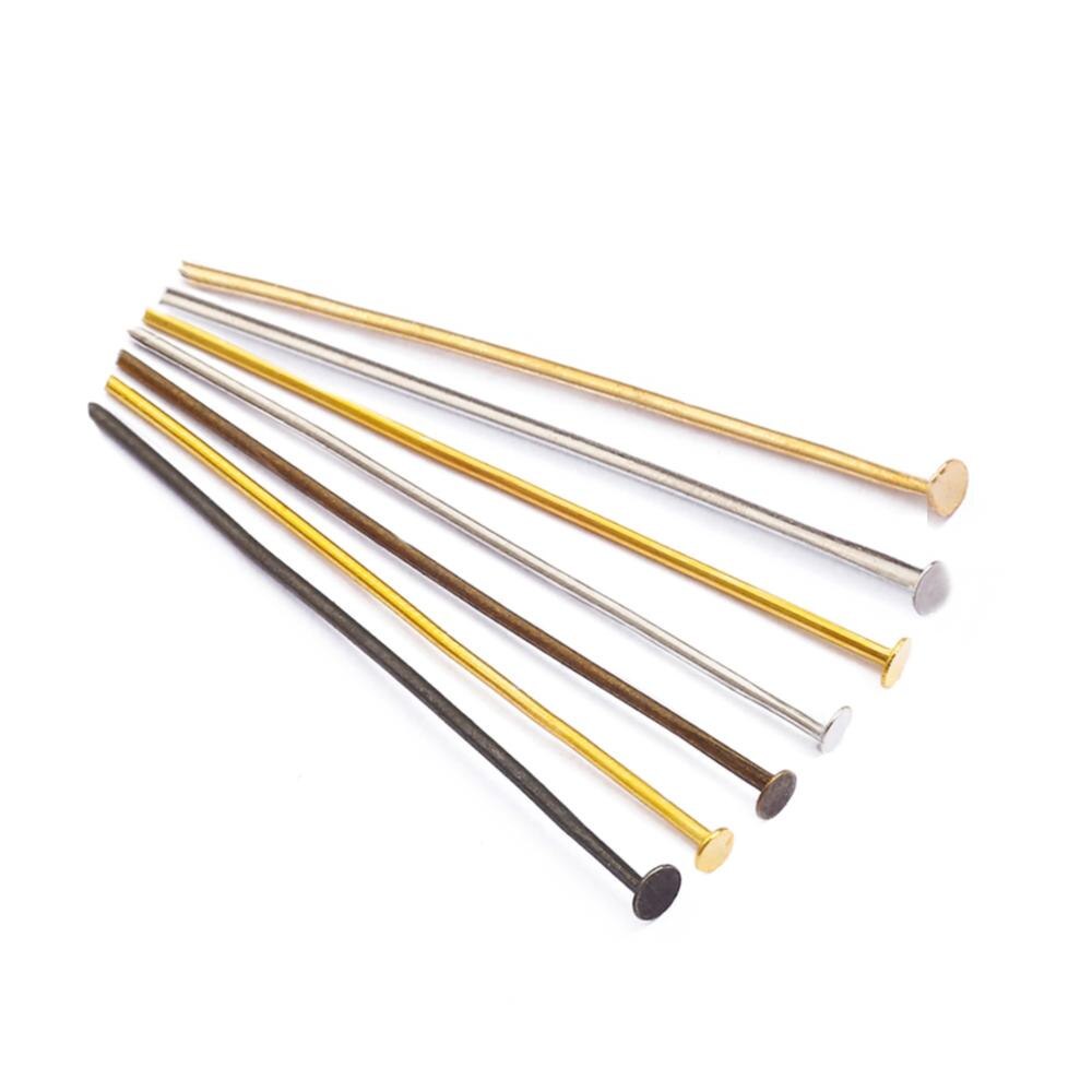 200pcs 16-45mm Flat Head Pins Gold/Silver/Copper/Rhodium Headpins For Jewelry Findings Making DIY Supplies