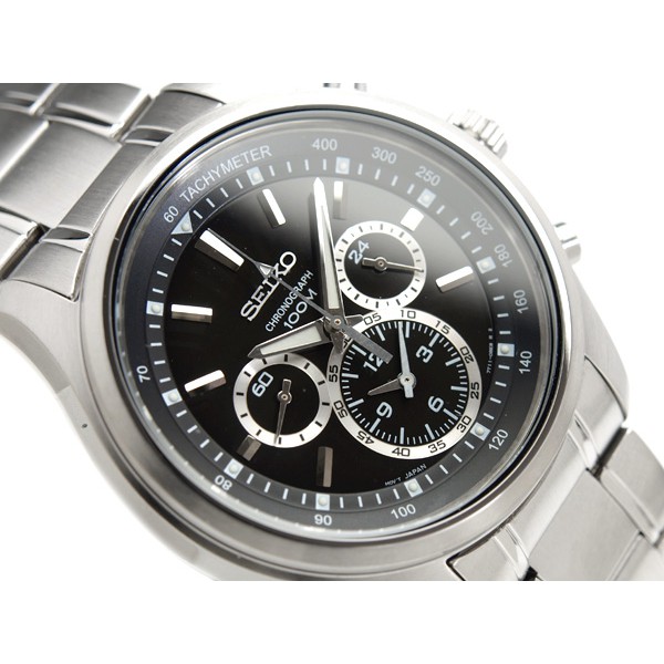 Seiko Quartz SRW001P1 Chronograph Black Dial | Jam Pria SRW001