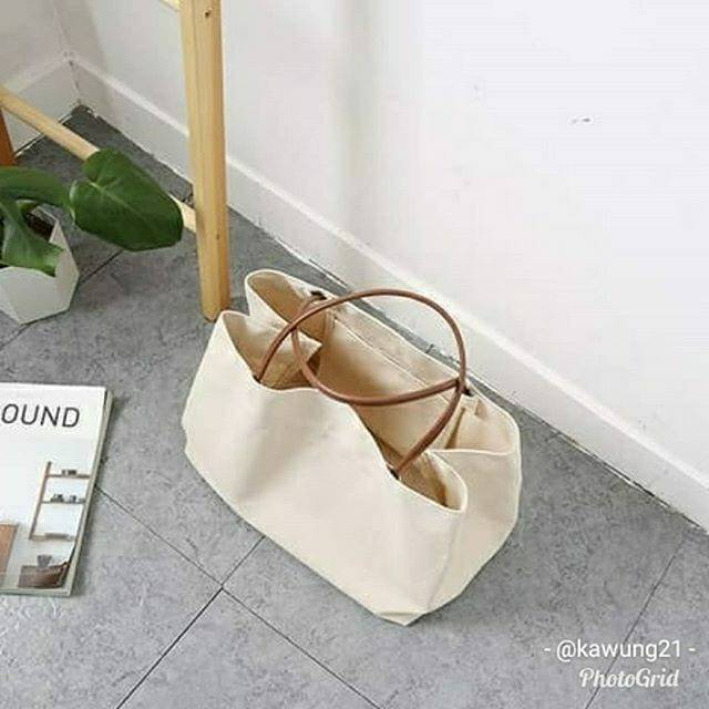 TW1832 Tote Bag Kanvas Polos Totebag Shoulder Bag Import