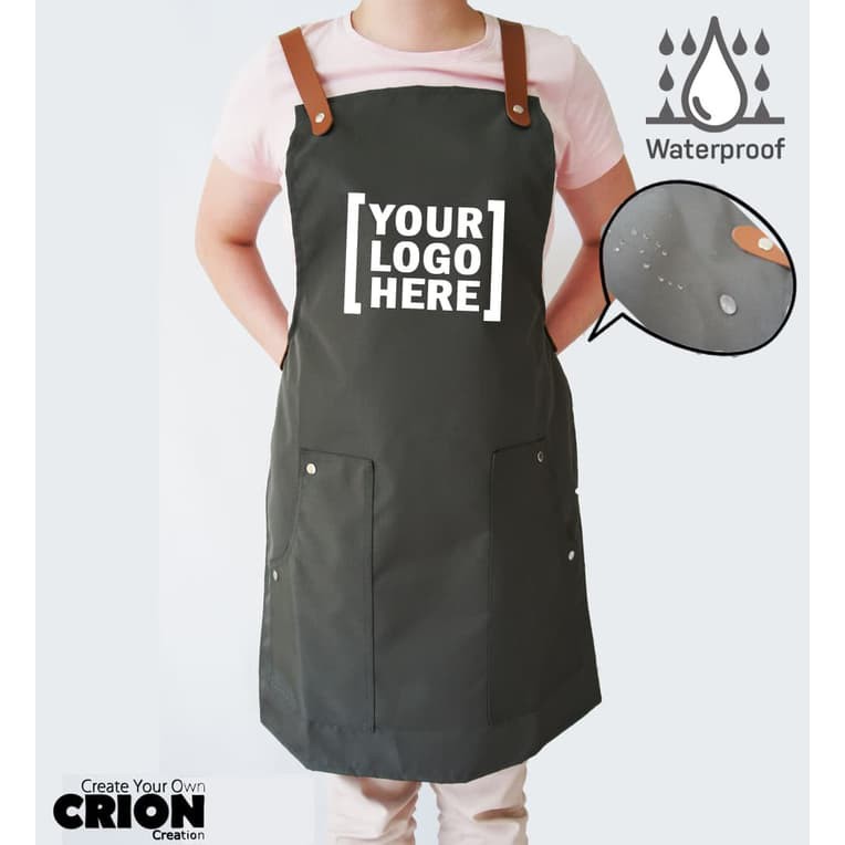 Apron Barista/Apron Barbershop/Celemek Waterproof - Pakai Logo Sendiri