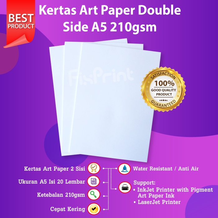 Photo Paper 210gsm 20 Sheets Kertas Art Paper A4 210 gram 20 lembar