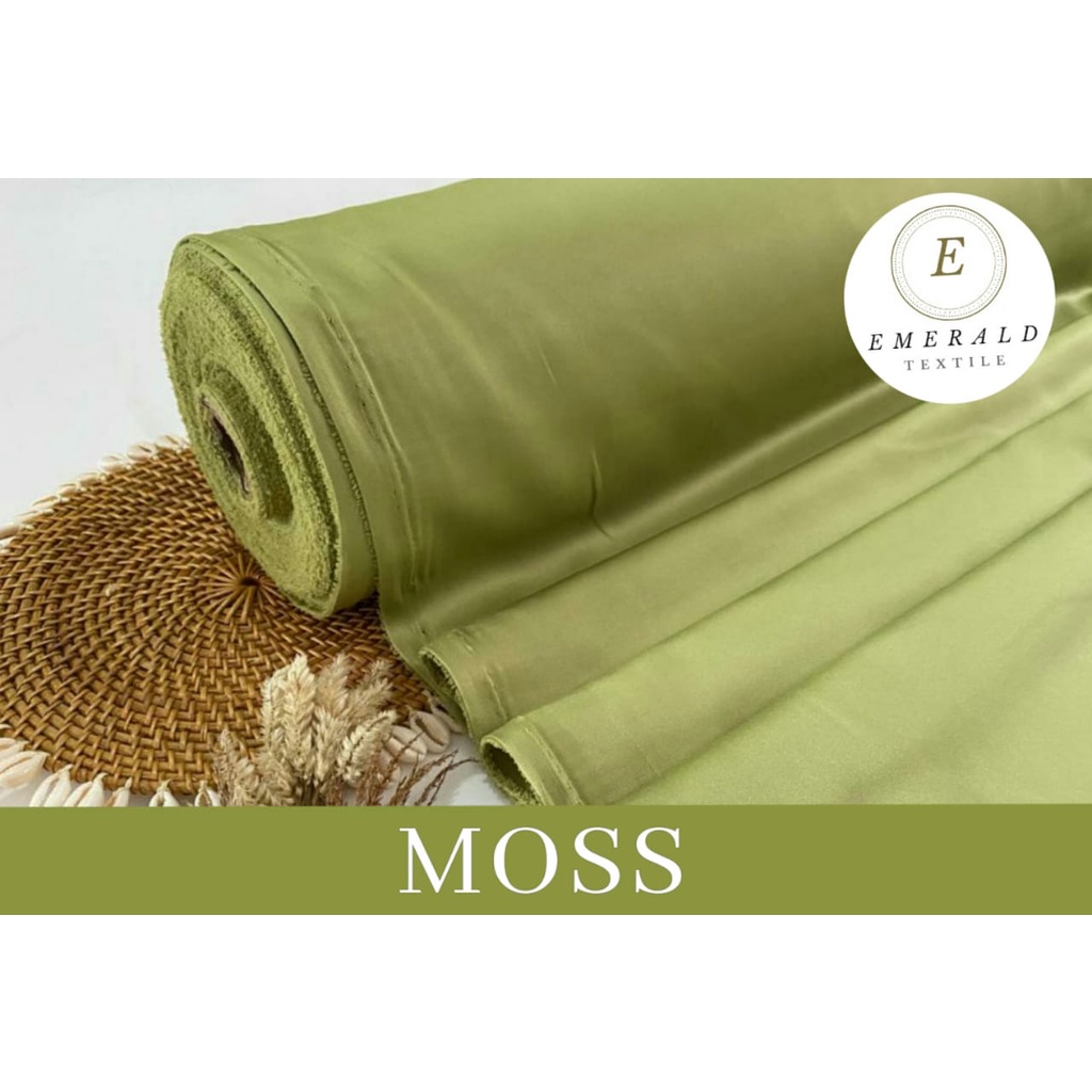 ( BUKAN HIJAB ) SETENGAH METER Kain Satin Velvet Roberto Cavalli Silk Premium - Moss ( HARGA PER 50cm KAIN )